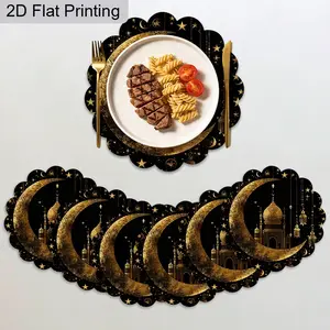 Ramadan Moon Tower Tip Placemat Set, 4 Pieces, Elegant Tableware for Iftar & Sehri, Perfect Gift for Muslim Families