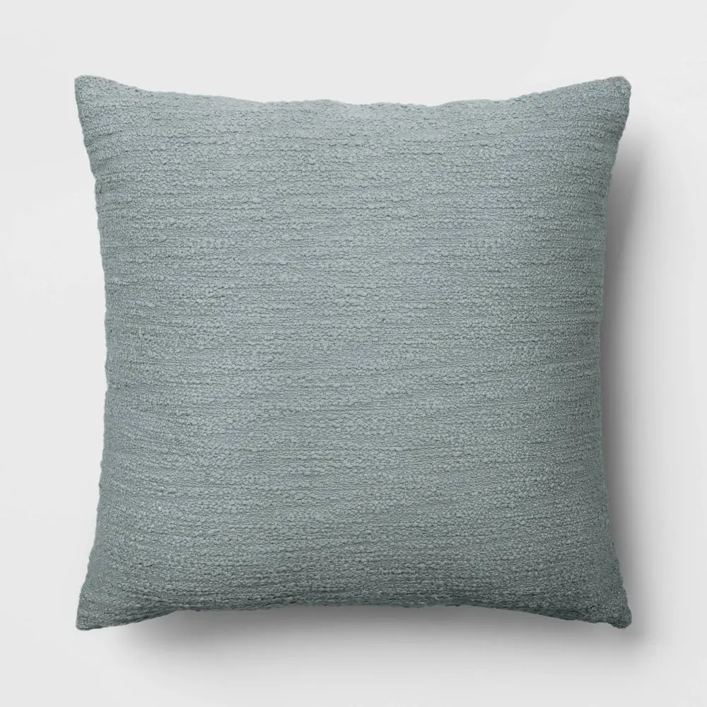 Oversized Square Cotton Boucle Reversible Throw Pillow with Linen Light Washed Green - Threshold