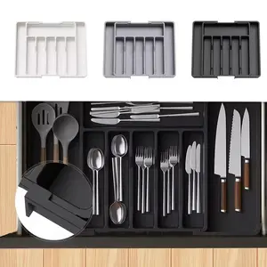 1-piece upgraded adjustable plastic utensil organizer, multifunctional kitchen drawer and countertop utensil storage rack, practical home kitchen organizing tool