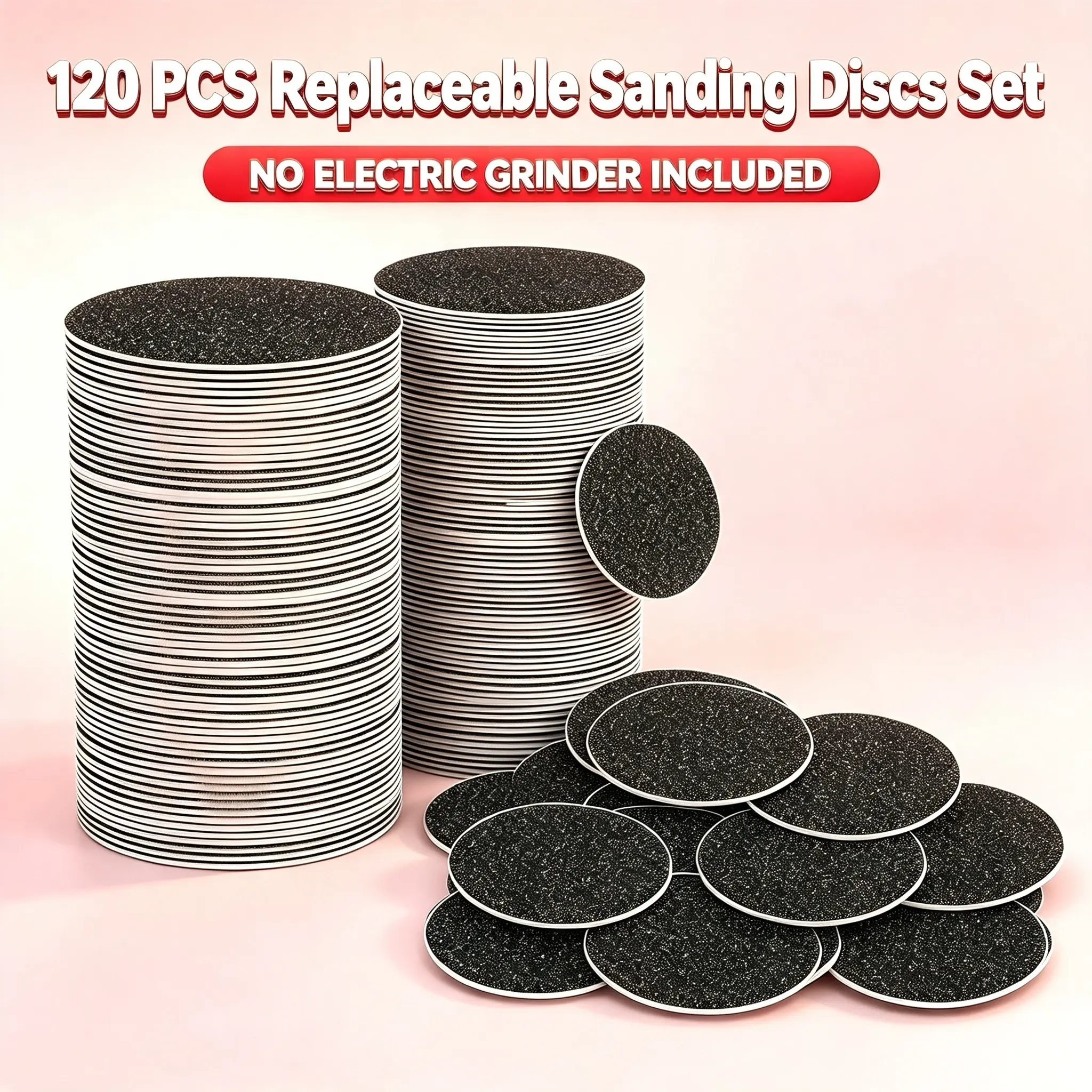 Replacement Sandpaper Discs  Self-Adhesive Multi-Pack Replacement Sandpaper Discs, Firmly Pasted Pedicure Refills for Electric Callus Remover, Dead Skin Care & Nail Care for At-Home Pedicure