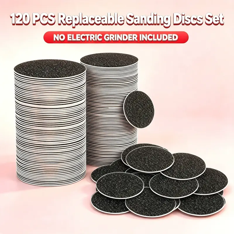 LAVAED Self-Adhesive Sand Paper Discs (60pcs Coarse #80 Grit+60pcs Medium #120 Grit) - Firmly Pasted Refills for Electric Callus Remover, Nail Care, Manicure, Dry Skin Removal, Hand & Foot Pedicure Tool