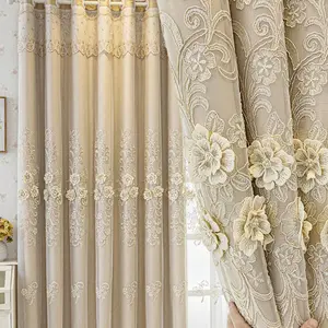 Embroidered Flower Pattern Curtain, 1 Count Double Layer Curtain, Home Decoration Curtain, Window Curtain for Home Living Room Bedroom Decor