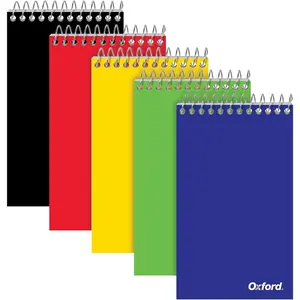 Spiral Memo Pads, Top Wire Bound, 3 x 5 Inch Pocket Notepad, College Ruled, Assorted Primary Colors, 75 Sheets, 5 Pack (25091)