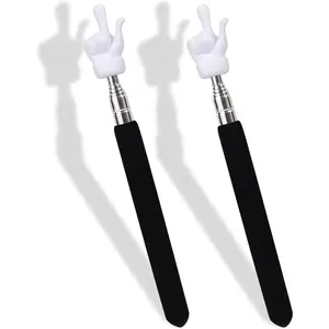2 count Telescopic Teacher Pointer Stick, Retractable Finger Pointer for Classroom Teaching, Extendable Pointer for  and Elementary Teachers, Classroom Supplies (Black)