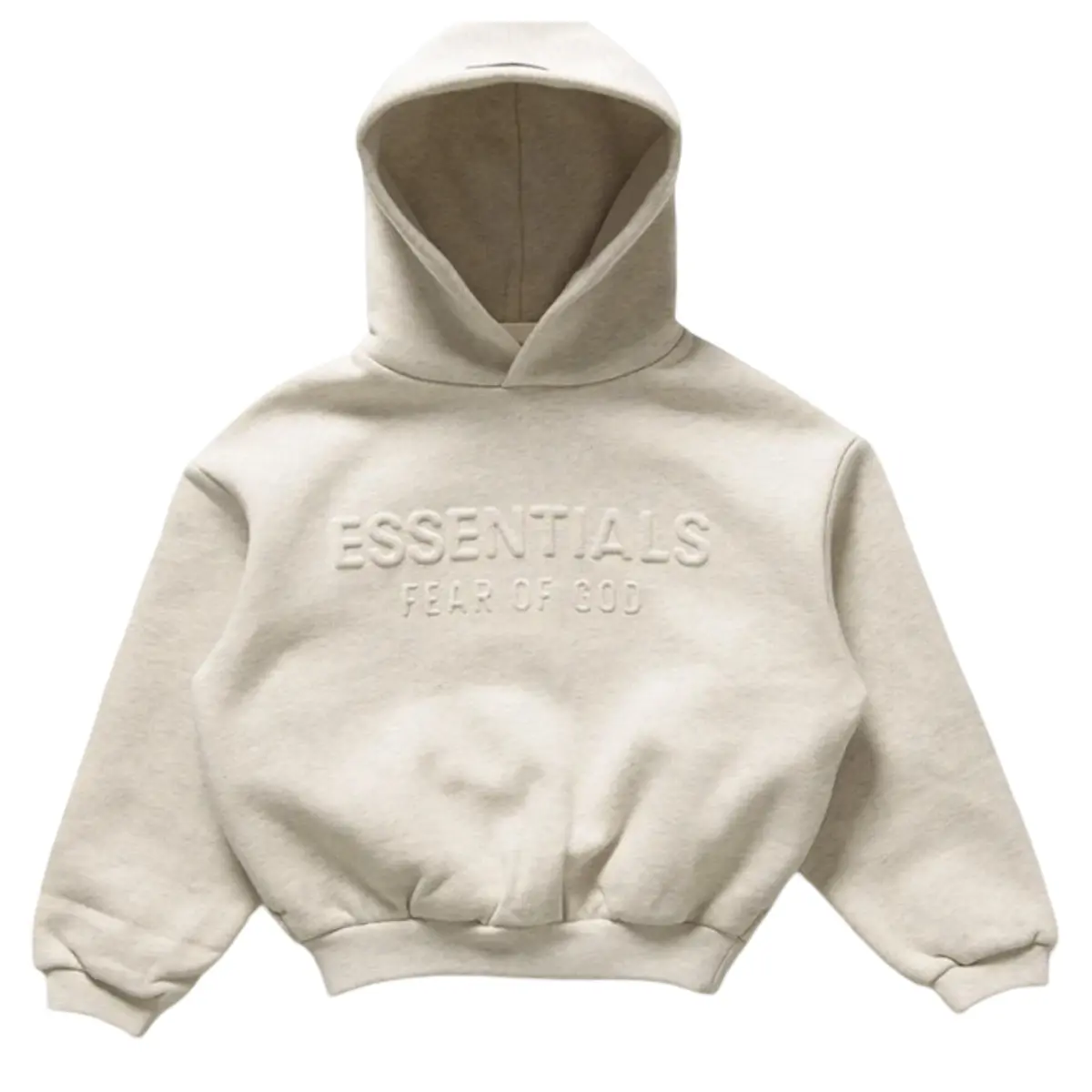 Fear of God Essentials Kids Embossed Classic Hoodie Oatmeal Heather Kid's Fashion Tops New