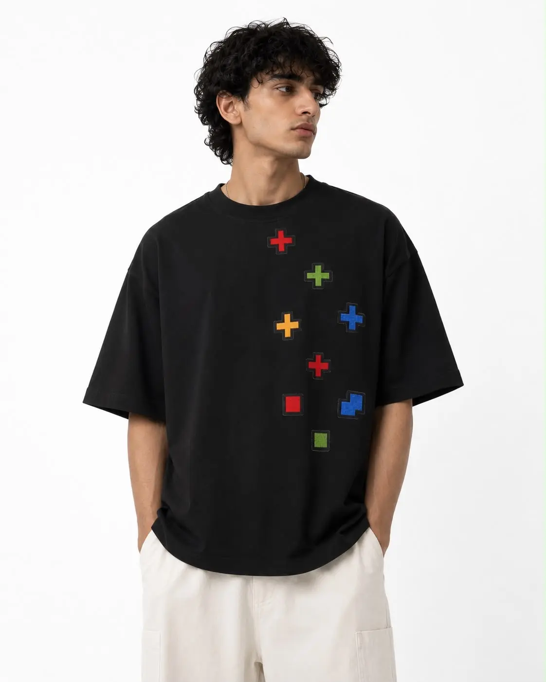 ZYRO Pixel Garden Embroidered Tee Heavyweight Cotton Streetwear T-Shirt for Men Women