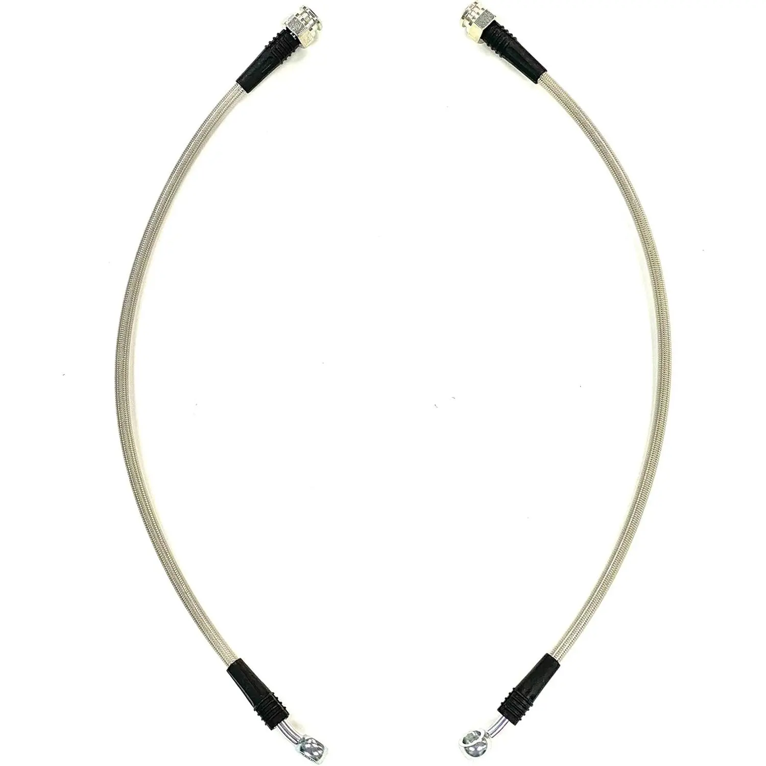 Universal Braided Stainless Steel Brake Hoses - 15.25 in Long, 10mm Banjo Hole, 3/8"-24 Female End, Made in USA, Free Delivery Available
