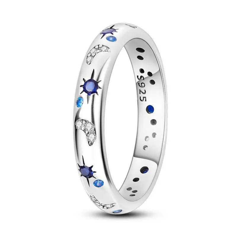 925 Sterling Silver Sun Moon Star Ring, Elegant Ziron Ring with Simple Design, Perfect Gift for Lovers, Family and Friends