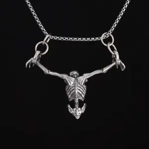 Punk Style Alloy Skull Necklace Skull Skeleton Necklace Gothic Jewelry for Men and Women, Gothic Necklace Accessories, Punk Rock Skull Pendant