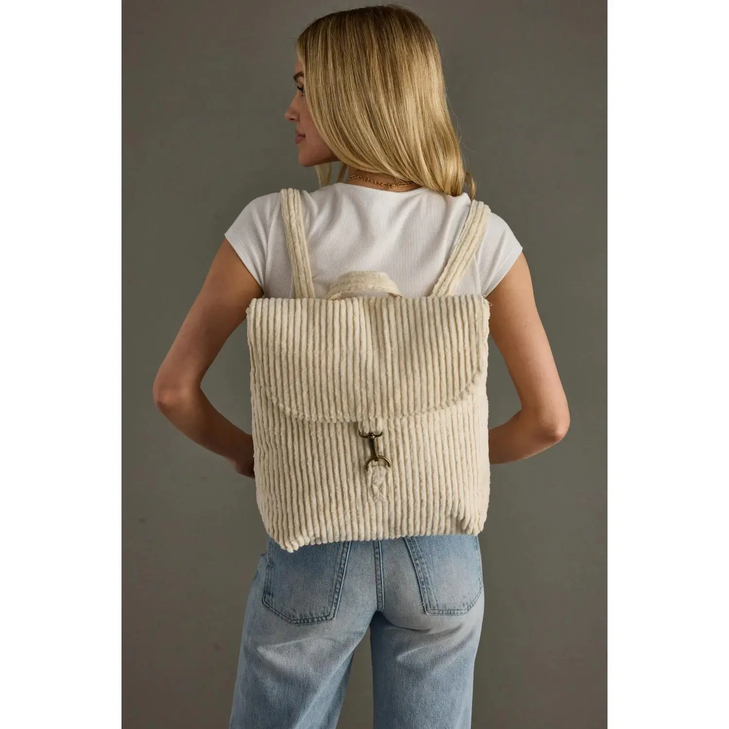 Cream Corduroy Backpack