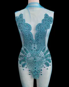 Giulia Turquoise Rhinestone Bodice Applique