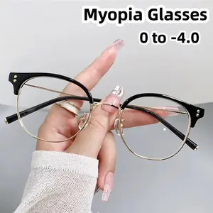 New Style Myopia Glasses Women Round Frame Short-sighted Eyeglasses Unisex Prescription Near Sight Eyewear with Minus Diopter