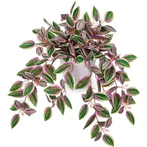 Faux  Indoor  Potted House  Artificial Watermelon Peperomia   for  Office Bedroom Aesthetic Shelf Kitchen Decoration( - 1 Pack)