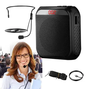 Portable Voice Amplifier Microphone Speaker Rechargeable Voice Amplifier for Teachers Training Meeting Tour Guide Classroom Black