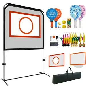 Indoor Paddle Game Set with Net All in One Outdoor & Indoor Kit for Family Fun Includes 2 Pro Adult Paddles 2 Kids Paddles 2 Pickleballs 2 Ping Pong Balls 4 Soft Training Balls 10 Jianzi Portable & Versatile for Backyard Beach Park Indoor Play