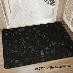 Super Soft 8mm Thick Magic Elements Door Mat, Mystic Witchy Style Front Door Welcome Mat for Entryway, Non-Slip 850gsm Washable Floor Mat for Kitchen Bathroom Bedroom Living Room Office Balcony Porch Garden Camping Playroom Home Decor Area Rug Carpet Rugs