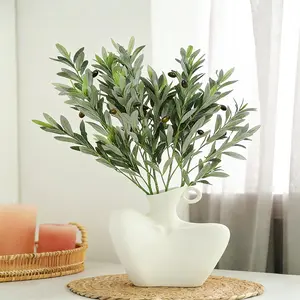 5 Pack Artificial Olive Branches with Black Olives, 35.8 Inch Tall Faux Olive Stems - Realistic Olive Leaf & Fruit Greenery for Floor Vases,  & Wedding Decor