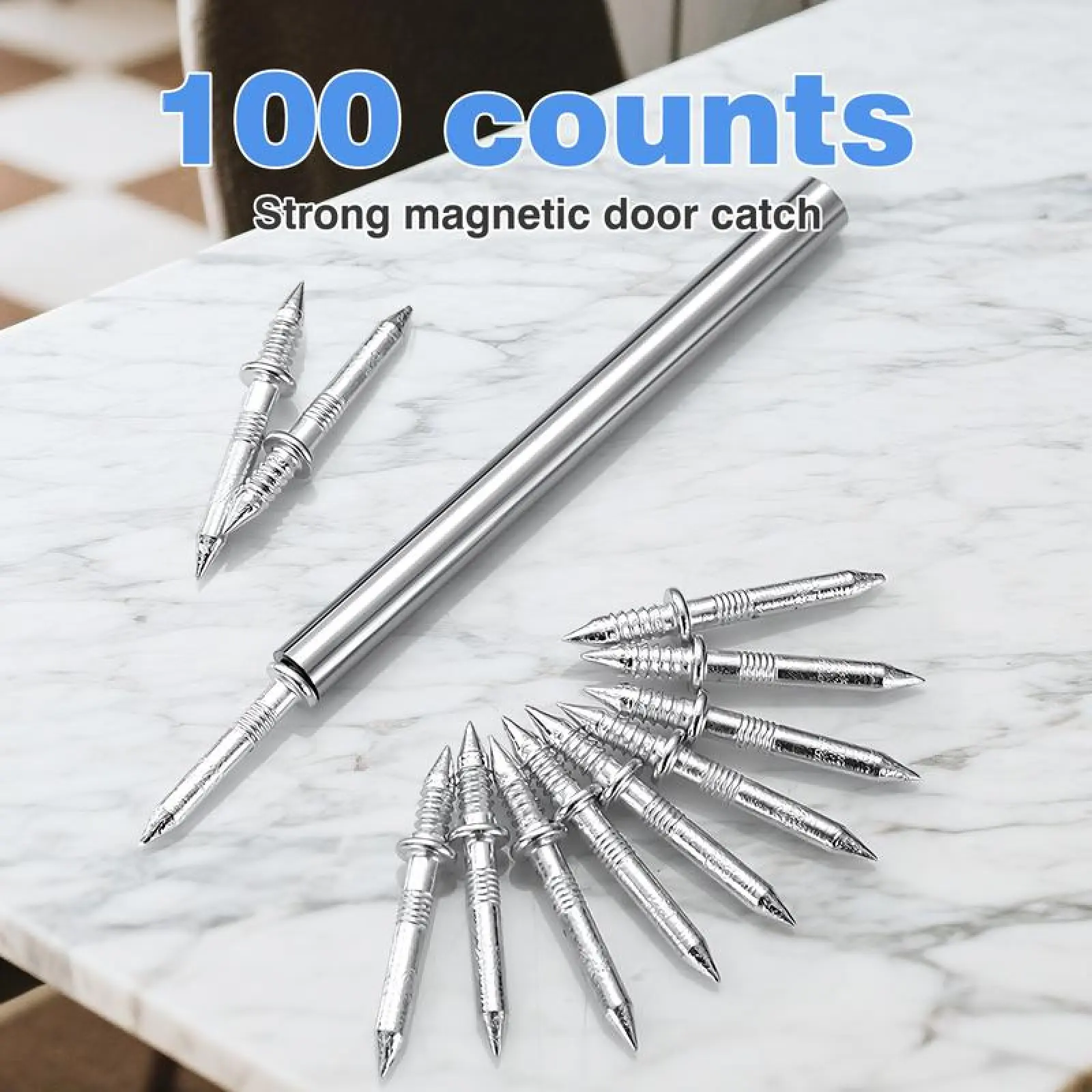Premium Carbon Steel Seamless Baseboard Screws (50/100 Count Options) with Double-Headed Non-Marking Anti-Wear Buttons, Socket Installation Tool, Nail Sleeve – Sturdy Fasteners for Panel Wall, Hang Photos, Hammering, Home Decoration Maintenance