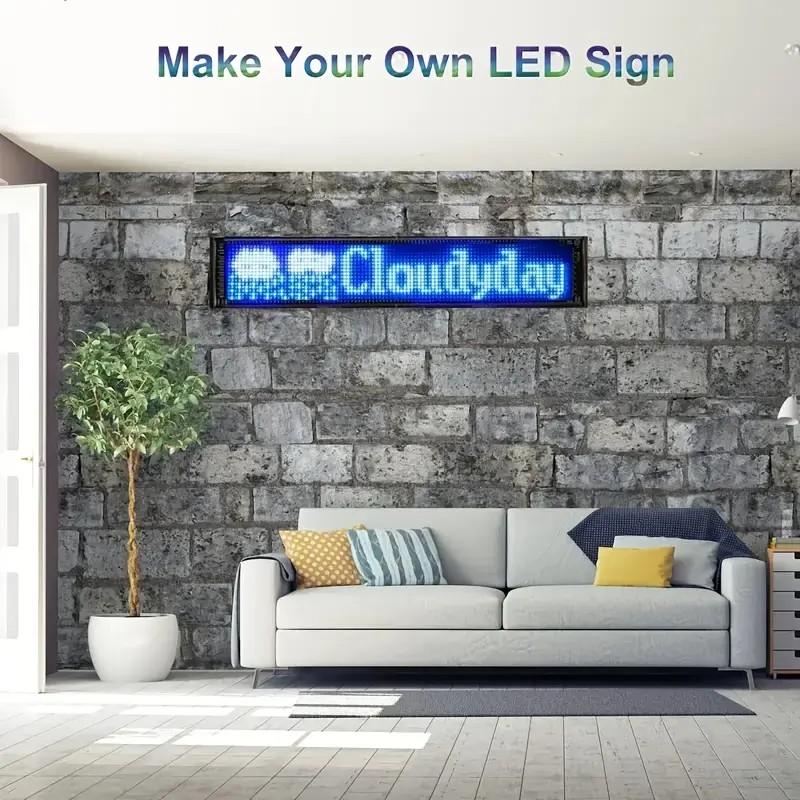 LARGE SIZE Scrolling Huge Bright Advertising LED Light Signs，Flexible USB 5V LED Store Sign， Bluetooth App Control，Custom Text Pattern Animation Programmable Display，for Store Car Bar Hotel，3 sizes