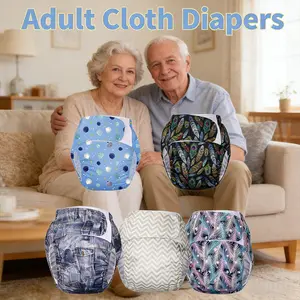 Washable Adult Cloth Diaper Xl Size with Adjustable Waist, Unisex Digital Print Leak Proof Pants, Comfortable & Stylish for Postpartum Women and Seniors，Comfort and dignity for mom/dad. The softest, washable adult briefs for elderly care