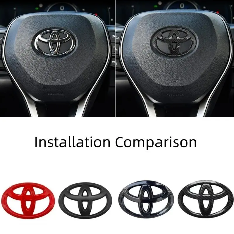 1Pc ABS Steering Wheel Emblem Badge Sticker for Toyota Hilux Prius Avensis Auris Corolla Camry Interior Car Decorate Accessories