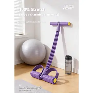 6-Strand Heavy Duty Abdominal Crunch Fitness Equipment – Leg & Core Workout, Sit-Up Assist, Home Gym Exercise, Non-Slip Foot Pedal & Resistance Bands (Portable)