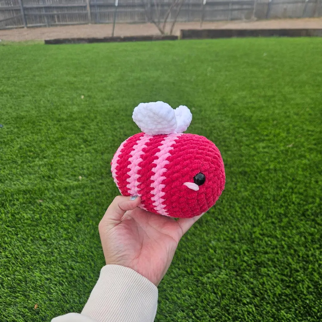 Red and Pink Bee Amigurumi