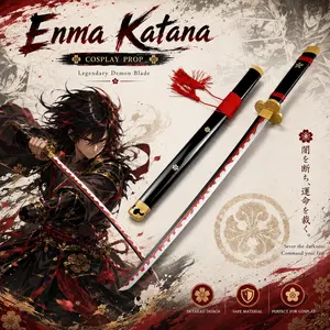 Roronoa Zoro Enma Katana One Piece Black Wooden Sword Cosplay Prop Full Size Unsharpened Anime Collection