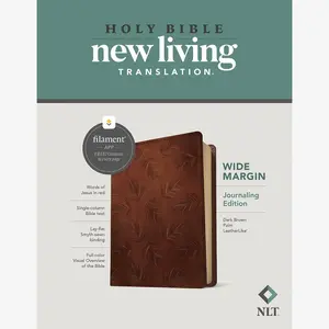 NLT Wide Margin Bible, Filament Enabled (LeatherLike, Dark Brown Palm, Red Letter)