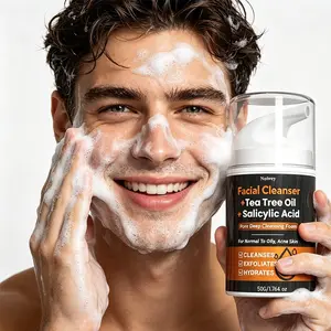 50G Summer  Facial Cleanser with Tea Tree Oil & Salicylic Acid,offering deep cleansing and lasting oil control.It leaves skin feeling light and non-greasy,comfortable and fresh all summer long Suitable for normal to oily skin,for men and women