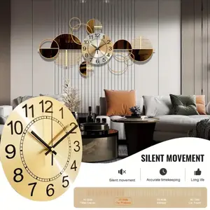 Modern 3D Metal Wall Art Clock – Silent Non-Ticking Decorative Wall Clock (31 x 17 Inch)