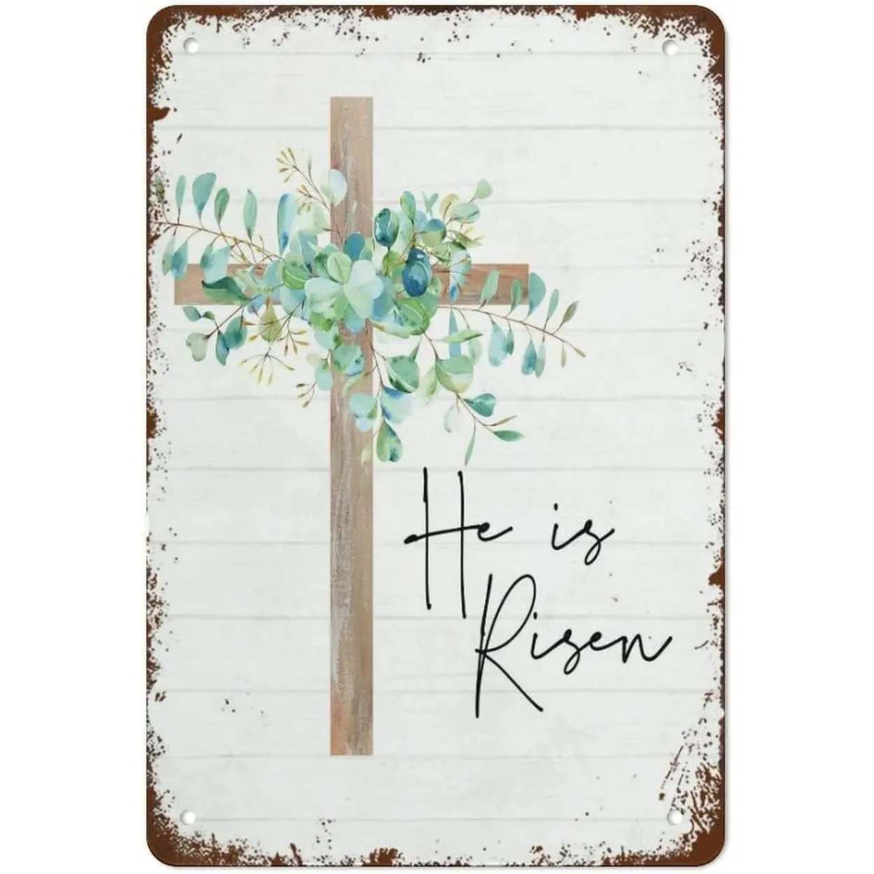 Easter Wall Art, He Is Risen, Christian Easter Decor, Religious Easter Tin Sign Metal Sign Board Decorative Sign Decor Cafe Bar Coffee Decor Metal Plaque Decor
