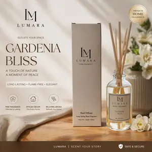 Lumara 120ML Reed Diffuser Set, Long-Lasting Scented Home Fragrance, Natural Reed Diffuser, Transparent Glass Bottle, Ideal for Living Room, Bedroom, Bathroom, Office