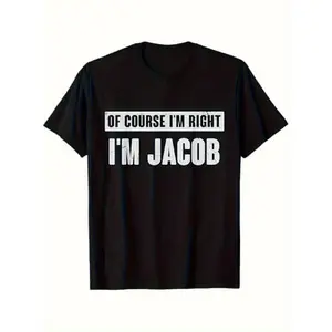 ized Name/Text T-Shirt - 100% Cotton Funny Jacob's Right Design - Unisex S-XXXL Sizes (Black) - Retro Round Neck Tee for Family Gifts, for halloween, Christmas Parties & Casual Wear - Machine Washable 220GSM Pure Cotton Shirt