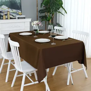 Brown Rectangle Tablecloth Wrinkle Free Waterproof Polyester Table Cloths Spillproof Heavy Duty and Washable Table Cover for Party, Banquet, Indoor and Outdoor-Square/Rectangular