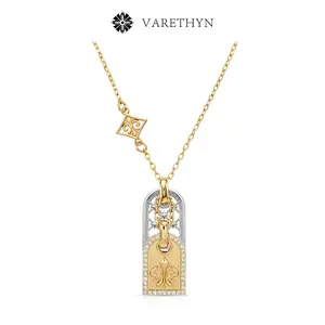 Geometric Lattice Window Necklace, Textured Gold Pendant, Quiet Luxury Minimalist Jewelry for Women Christmas