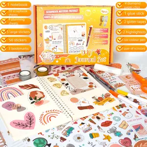 Boho Style Diary Set, 84-Piece Sticker Gift Box, Journal Scrapbook, Perfect Back-To-School Gift for Students and Kids