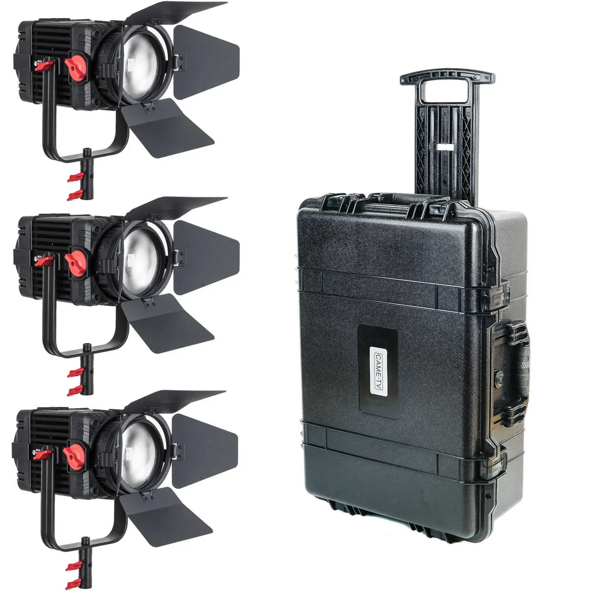 Came-TV Boltzen F-150S 150W Focusable Bi-Color Fresnel LED 3-Light Kit with Adjustable Lens, Barn Doors for Camera Video Gear