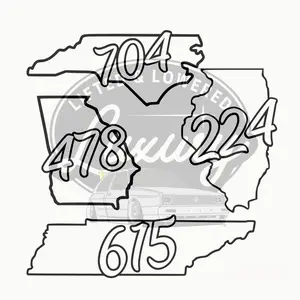 Permanent Vinyl Area Code State Decals for Trucks and Cars