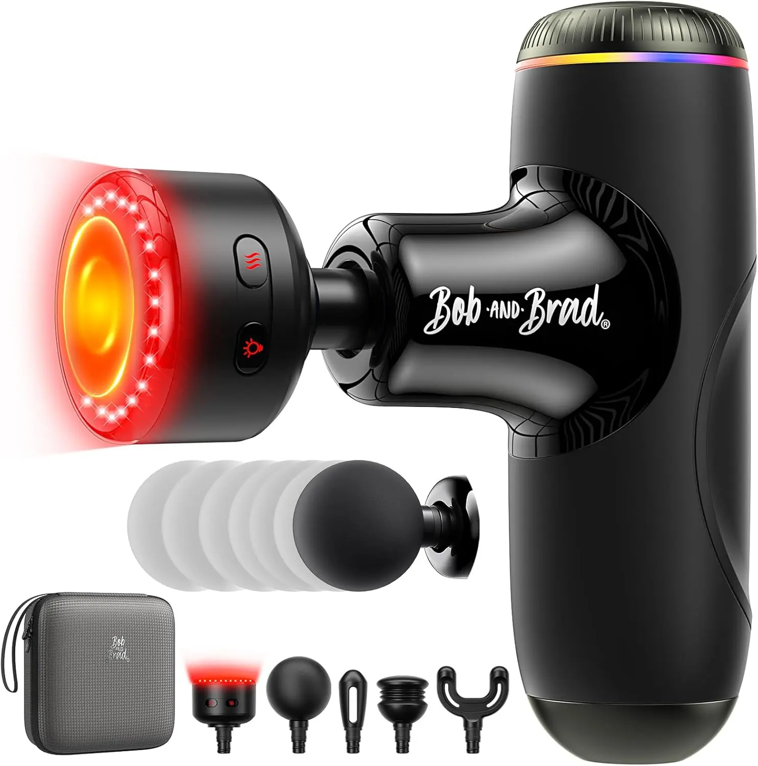 Bob and Brad Q2 Ultra Max Mini Massage Gun with Infrared Heat Therapy, 5-11mm Amplitude, Deep Tissue Back