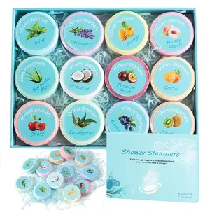 Shower Steamers Aromatherapy, 12-Pack Shower Bombs with Essential Oils, Mint, Eucalyptus, Lavender & Coconut Scent, Relaxing Bath Accessories