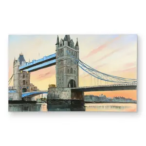 Begin Home Decor C1ROAR35GUU5HG 3 x 5 ft. Sunset on the London Bridge Rectangle Area Rug - Outdoor Decor