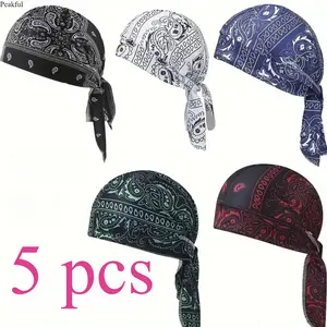 5pcs Bandana Hat Set | Cooling Safety Helmet Liner | Motorcycle Pirate Bandanas | Perfect for Bikers, Outdoor Adventures & Sun Protection | Comfortable & Stylish