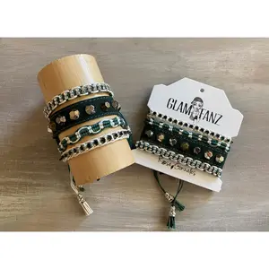 Game Day: Green & White -Macrame String Bracelet Set
