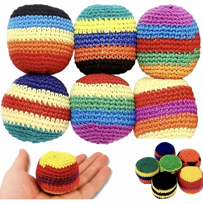 Random 6/12PCS Hand-Made Knitted Bean Bag Balls, Assorted Crochet Toss Sacks for Adults, Juggling Balls for Beginners, Sports & Outdoor Lawn Game Toys Ready-to-Use