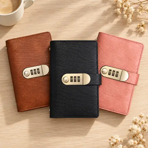 Money Saving Book with 3-Digit Combination Lock, Crocodile Texture PU Leather Cash Stuffing Binder with 50 Sheets and 100 Transparent Pockets, Budget Planner Wallet for Savings Challenges, Bills, Sinking Funds, Home and Office