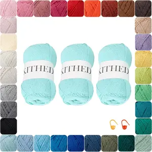 Cotton Chainette Yarn,4 Medium (Worsted)-10oz,3 Pack,Knitting Yarn for Beginners,Thicker for Crocheting and Knitting