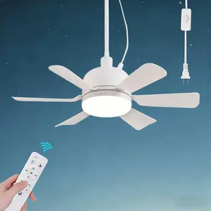 Outdoor Ceiling Fans with Lights,18" Gazebo Fan with Hanging Hook,Plug in Ceiling Fan,3CCT Dimmable,Portable Fan for Patios,Tent,Camping.White