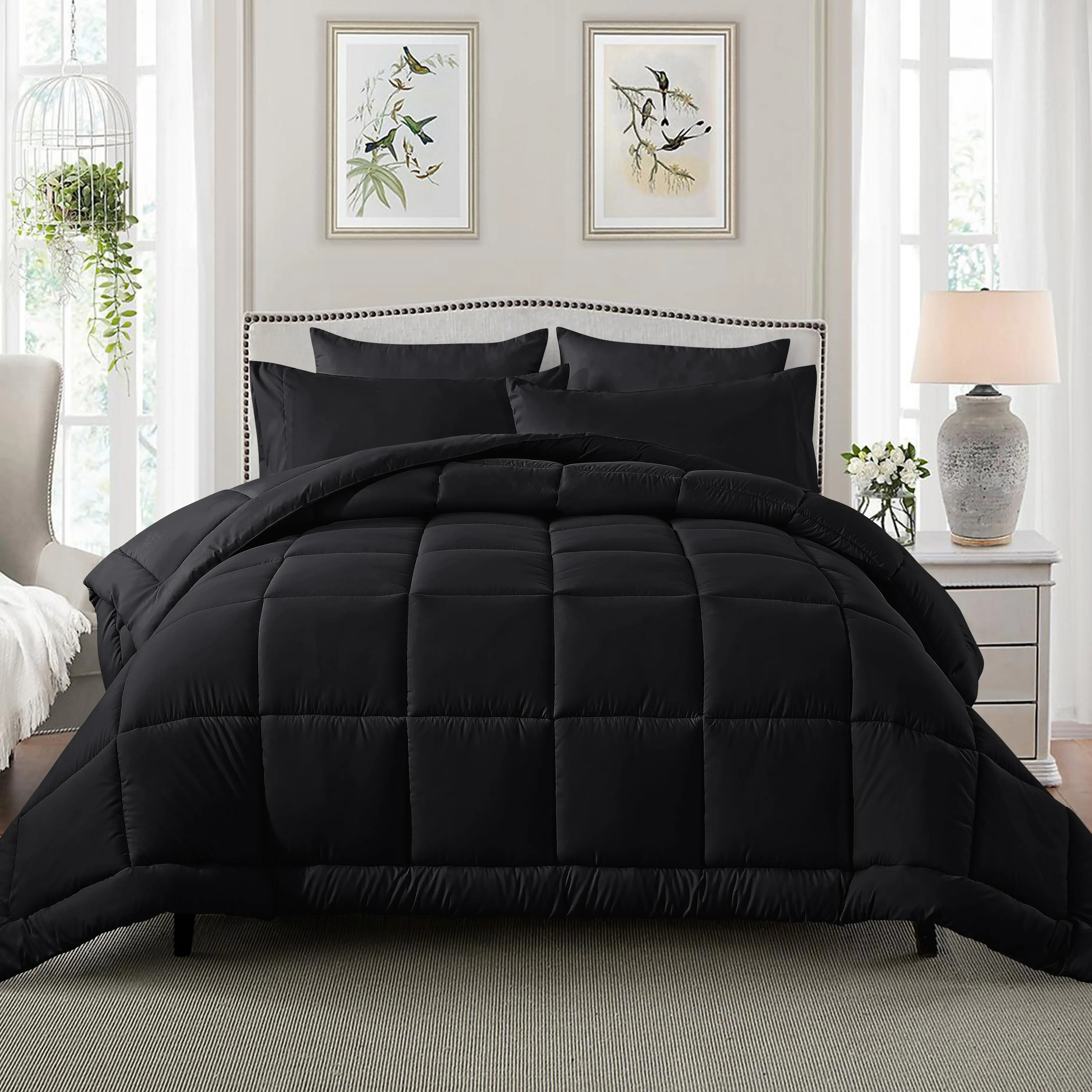 【Labor Day‘s Deal】ELNIDO QUEEN 3PCS Bedding Sets for All Seasons（only 2PCS for Twin Size）- Lightweight Down Alternative Comforter and 2 pillowcases-S