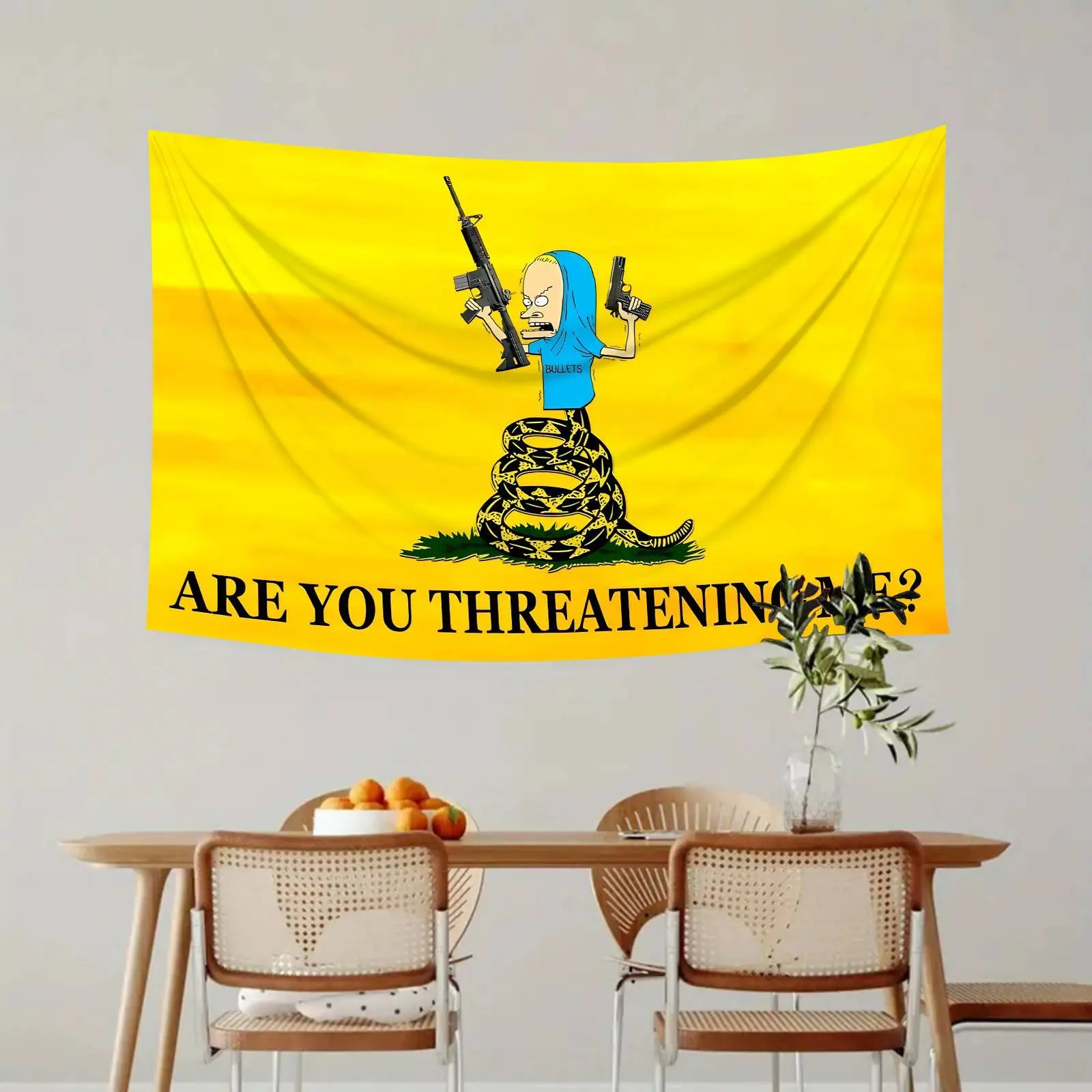 1 Piece of Fun "Are You Threatening Me?" Cartoon Snake Tapestry Wall Hanging, Bohemian Tapestry Style, Suitable for Bedroom, Living Room, Dormitory - Durable Fabric Indoor Wall Art, Perfect Gift, Effortless Design, Funny Tapestry | Quality Craftsmanship